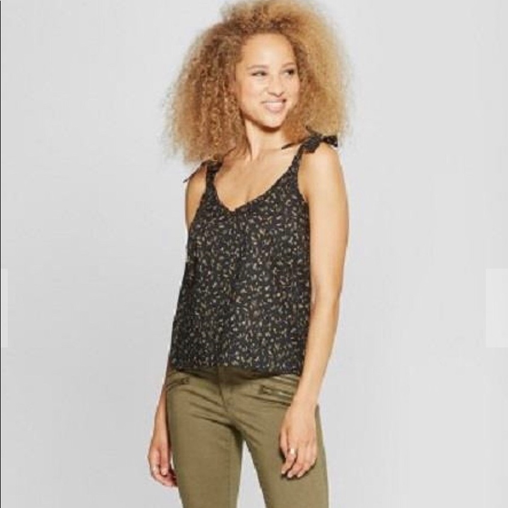 Floral Print Shoulder Tie Tank